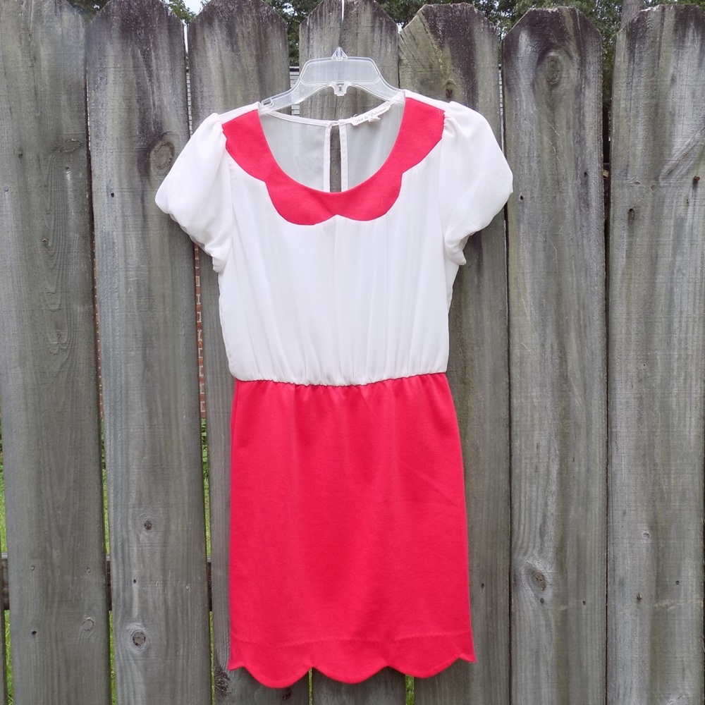 Open-Backed Pink and White Scalloped Dress